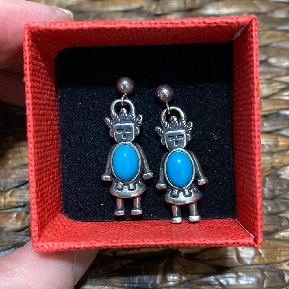 Vintage Sterling Silver Native American Kachina earrings